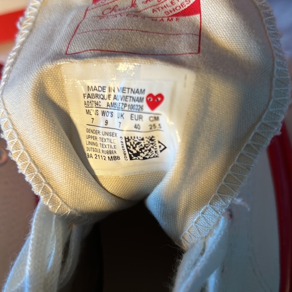 Comme Des Garcons Converse Chuck 70 Pristine Red - Picture 7 of 7